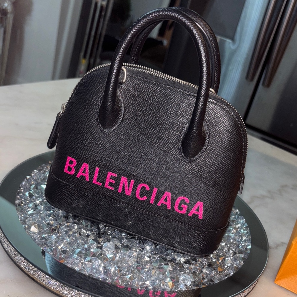 Balenciaga Mini Bag in Black with Pink Logo